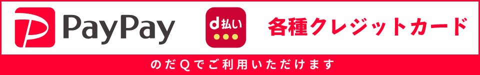 ペイペイ、d払い、各種クレジットカード使えます